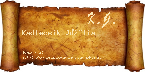 Kadlecsik Júlia névjegykártya
