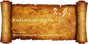 Kadlecsik Júlia névjegykártya